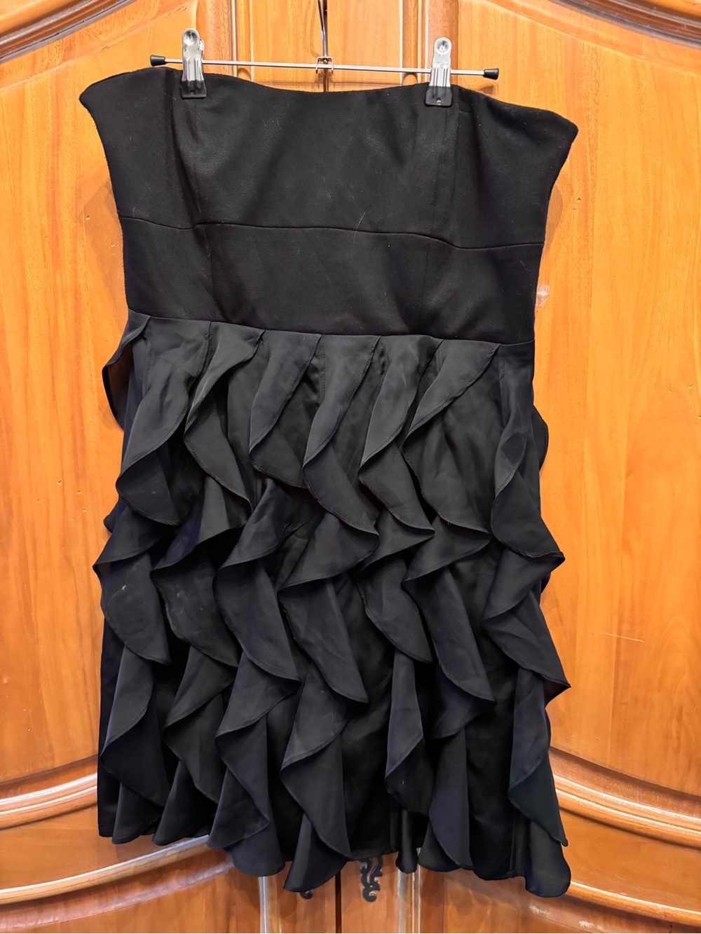 LC Lauren Conrad Black Strapless Ruffled Cocktail Dress